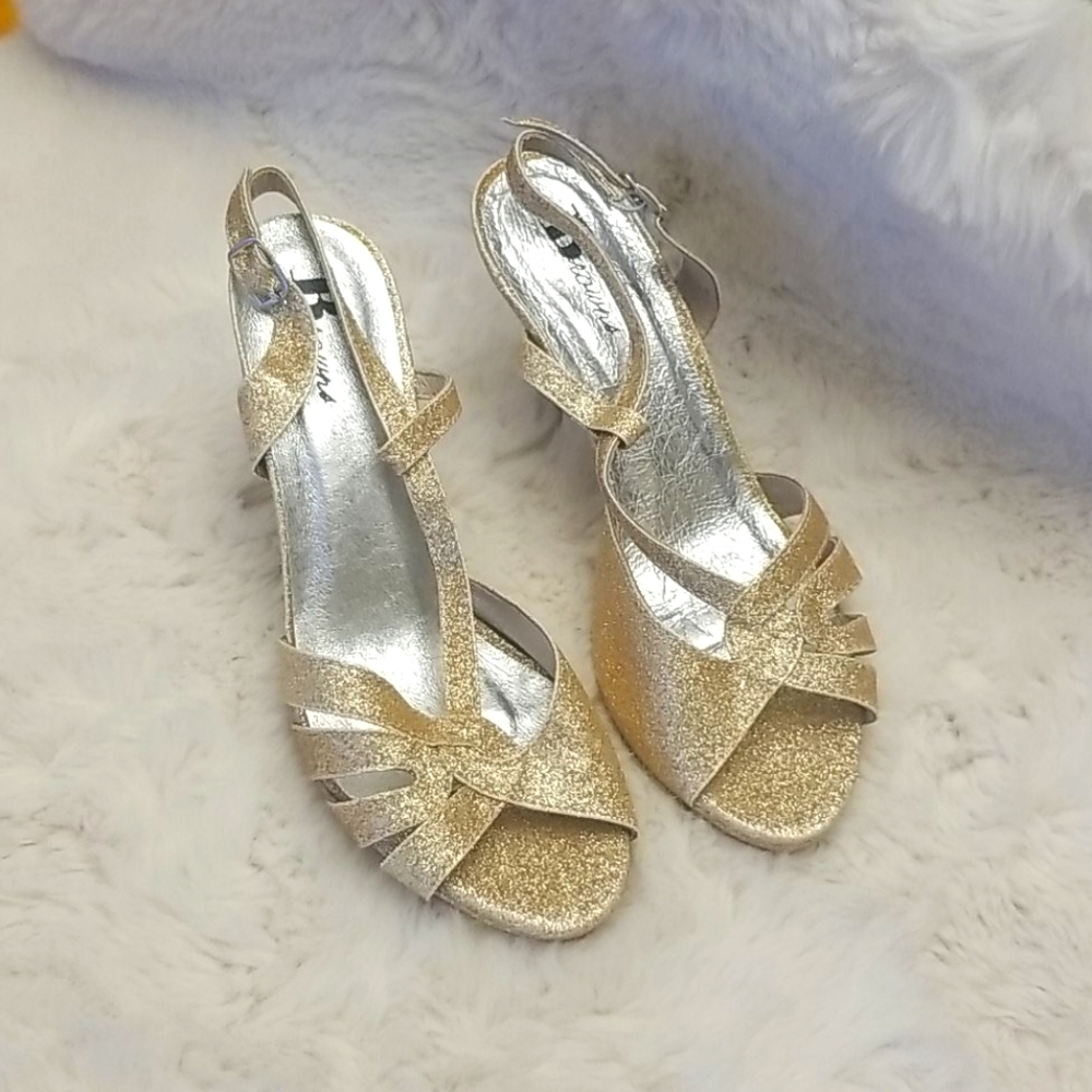 Brown's Gold sparkle slingback 8